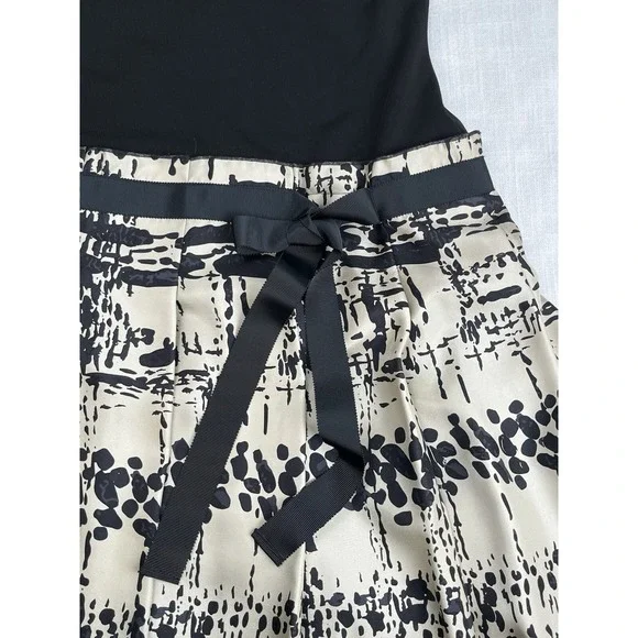 David Meister Women's Midi Dress Modest Old Money 3/4 Sleeve Black Tan Sz 6 - Picture 5 of 8